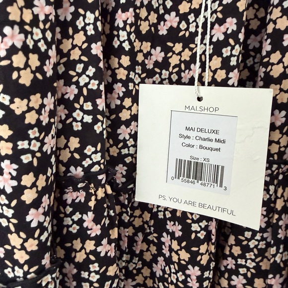 NWT XS MAI Charlie Midi Dress in Bouquet - Picture 4 of 4